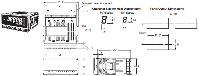 K3HB-S Dimensions 1 