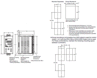 E5AN-H, E5EN-H Dimensions 2 