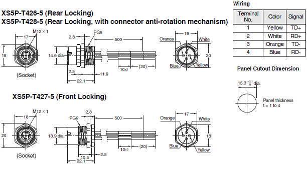 XS5, XS6 Dimensions 18 