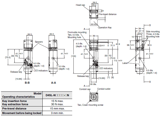 D4SL-N, D4SL-NSK10-LK[] Dimensions 2 