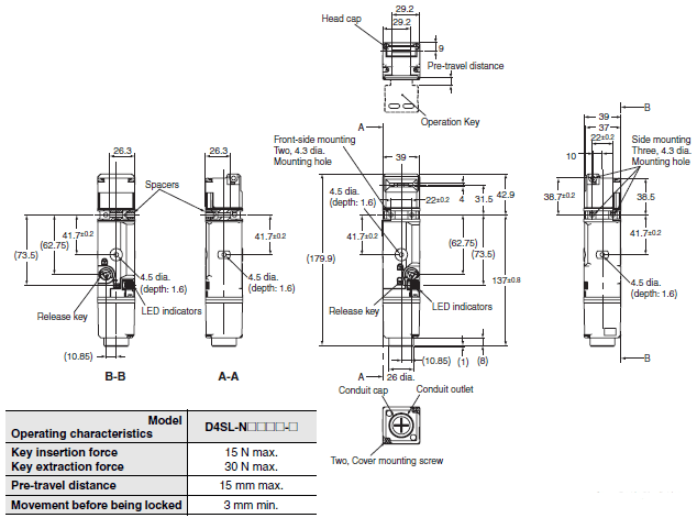 D4SL-N, D4SL-NSK10-LK[] Dimensions 3 