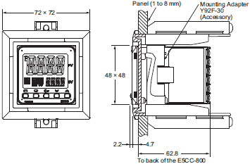 E5CC-800, E5CC-U-800 Dimensions 11 