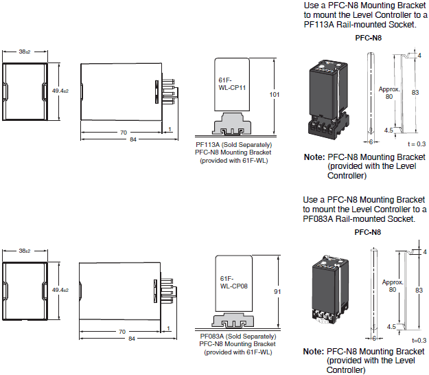 61F-WL Dimensions 2 