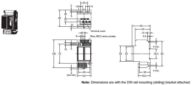 61F-G[]N Dimensions 1 